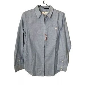 Vineyard Vines Blue Button Down Long Sleeve Top Size 4 Cotton Blend NWOT
